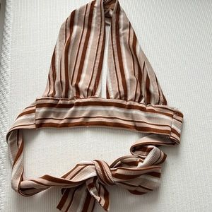 Striped tie back crop halter top